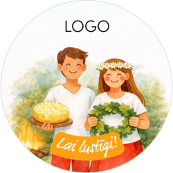 Uzlīmes, apaļas ar klienta logo, Līgotāji, 80mm