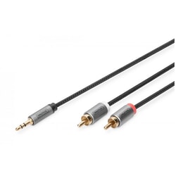 Audio kabelis Digitus 3.5mm - 2xRCA, 1.8m, melns