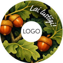 Uzlīmes, apaļas ar klienta logo, Mežs, 80mm