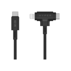 USB kabelis Hyper USB-C - Lightning, USB-C, 2.0, PD 60W, 1.5m, melns