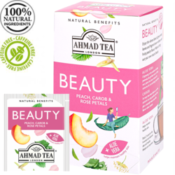 Zāļu tēja Ahmad, Beauty, Peach, Carob & Rose Petals, 20 gab.