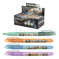 Marķieris, teksta, 0.6-3.5 mm, asorti, Erich Krause Visioline V-15 Big City Cats