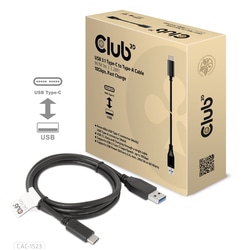 USB kabelis Club3D USB-C - USB-A, 3.2 Gen 2, 60W, 1m, melns