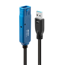 USB kabelis Lindy USB-A, 3.2 Gen 1, aktīvais pagarinātājs, 8m, melns
