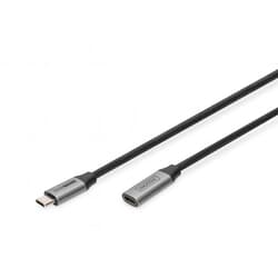 USB kabelis Digitus USB-C, 3.2 Gen 1, pagarinātājs, PD 60W, 4K60Hz, 1m, melns