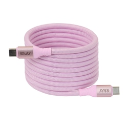 USB kabelis Club3D USB-C - USB-C, 2.0, PD 240W, 2m, rozā