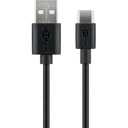 USB kabelis Goobay USB-A - USB-C, 2.0, 15W, 3m, melns