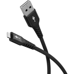 USB kabelis Goobay USB-A - Lightning, 12W, 2m, melns