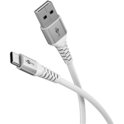 USB kabelis Goobay USB-A - USB-C, 2.0, PD 60W, 1m, balts