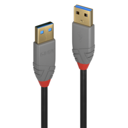 USB kabelis Lindy USB-A - USB-A, 3.2 Gen 1, 5m, melns