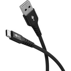 USB kabelis Goobay USB-A - USB-C, 2.0, PD 60W, 1m, melns