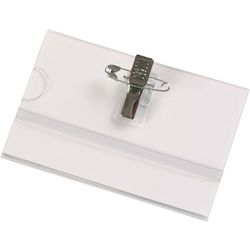 Personas kartes turētājs, ar metāla klipsi un drošības adatu, 60x90 mm, 25gab./iepak.