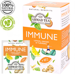 Zāļu tēja Ahmad, Immune, Lemon, Ginger & Turmeric, 20 gab.
