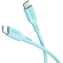 USB kabelis Goobay USB-C - USB-C, 2.0, PD 60W, 1.5m, tirkīzs