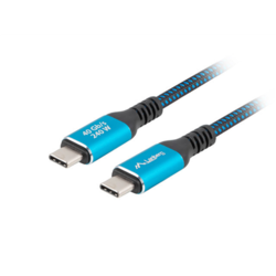 USB kabelis Lanberg USB-C - USB-C, USB4, PD 240W, 8K60Hz, 50cm, zils