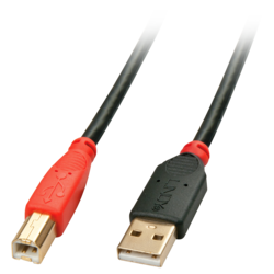 USB kabelis Lindy USB-A - USB-B, 2.0, 10m, melns