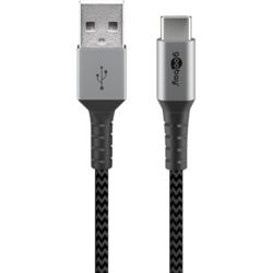 USB kabelis Goobay USB-A - USB-C, 2.0, 15W, 1m, pelēks