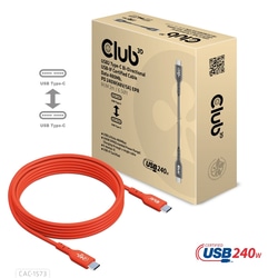 USB kabelis Club3D USB-C - USB-C, 2.0, PD 240W, 2m, oranžs