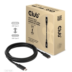 USB kabelis Club3D USB-C, 3.2 Gen 1, pagarinātājs, PD 60W, 4K60Hz, 2m, melns