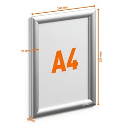 Informācijas rāmis A4, ar ātro fiksāciju, sudraba, Durable