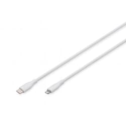 USB kabelis Digitus USB-C - Lightning, PD 60W, 1m, balts
