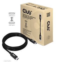 USB kabelis Club3D USB-C - USB-C, 4 Gen 3x2, PD 240W, 8K60Hz, 2m, melns