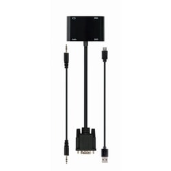 Video adapteris Gembird VGA - HDMI 15cm, melns