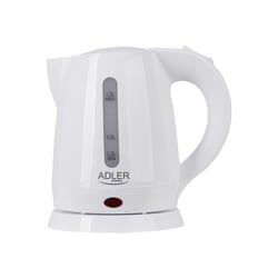 Elektriskā tējkanna Adler AD1272, 1600W, 1L, nerūsējoša tērauda/plastmasas, balta