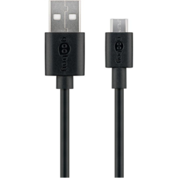 USB kabelis Goobay USB-A - Micro USB, 2.0, 5W, 1m, melns