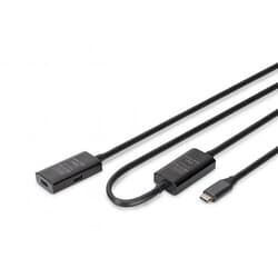 USB kabelis Digitus USB-C, 3.2 Gen 1, aktīvais pagarinātājs, 10m, melns