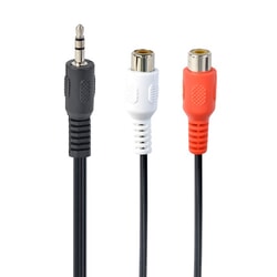 Audio kabelis Gembird 3.5mm - 2xRCA, 20cm, melns