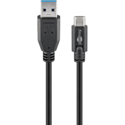USB kabelis Goobay USB-A - USB-C, 3.2 Gen 1, 15W, 50cm, melns