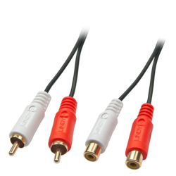 Audio kabelis Lindy 2xRCA - 2xRCA, pagarinātājs, 2m, melns