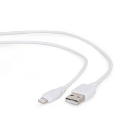 USB kabelis Gembird USB-A - Lightning, 2.1A, 1m, balts