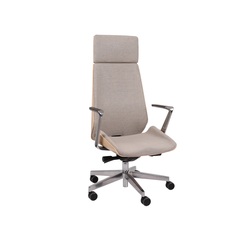 Biroja krēsls, auduma, koka elementi,  MoonWood HD All Chrome Synergy Beige, bēšs