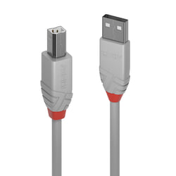 USB kabelis Lindy USB-A - USB-B, 2.0, 2m, pelēks