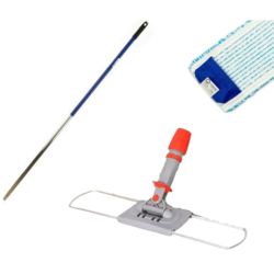 Mopa komplekts, 40cm pēda, alumīnija kāts 140cm un mikrošķiedras mops