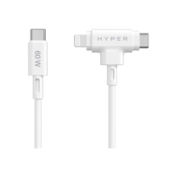 USB kabelis Hyper USB-C - Lightning, USB-C, 2.0, PD 60W, 1.5m, balts