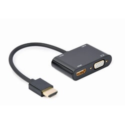 Video adapteris HDMI - HDMI, VGA, 15cm, melns