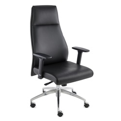 Biroja krēsls, ādas, Modo Chrome Black Leather, melns