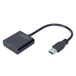 Video adapteris Digitus USB-A 3.2 Gen 1 - HDMI, 15 cm, melns