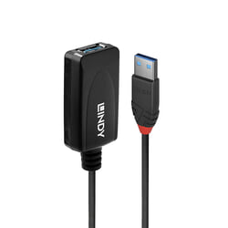 USB kabelis Lindy USB-A, 3.2 Gen 1, aktīvais pagarinātājs, 5m, melns