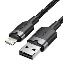 USB kabelis Vention USB-A - Lightning, 2.4A, 1m, melns