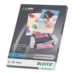 Kabatas laminēšanai A4, UDT, 100 mikr., glancētas,  100gab., Leitz