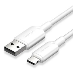 USB kabelis Vention USB-A - USB-C, 2.0, PD 60W, 1m, balts