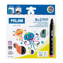 Flomasteri, krāsu mainoši, 10 krāsas, Milan Maxi Magic