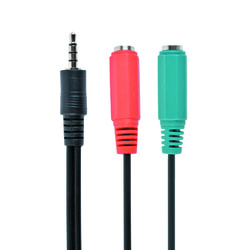 Audio adapteris Gembird 3.5mm - 2x3.5mm, 20cm, melns