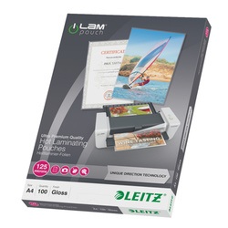 Kabatas laminēšanai A4, UDT, 125 mikr., glancētas, 100gab., Leitz