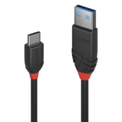 USB kabelis Lindy USB-A - USB-C, 3.2 Gen 2, 15W, 50cm, melns