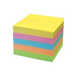 Piezīmju papīrs 85x85mm, krāsains, līmēts, rezerve, ABC Jums, 500 lapas